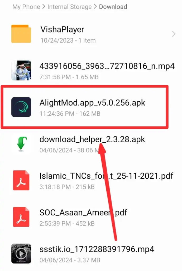 How to install alight motion mod apk step 4